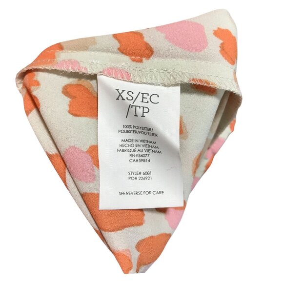 Cabi Cream off White Orange Pattern Button down 3/4 Length Sleeve Women Shirt XS - Picture 4 of 5